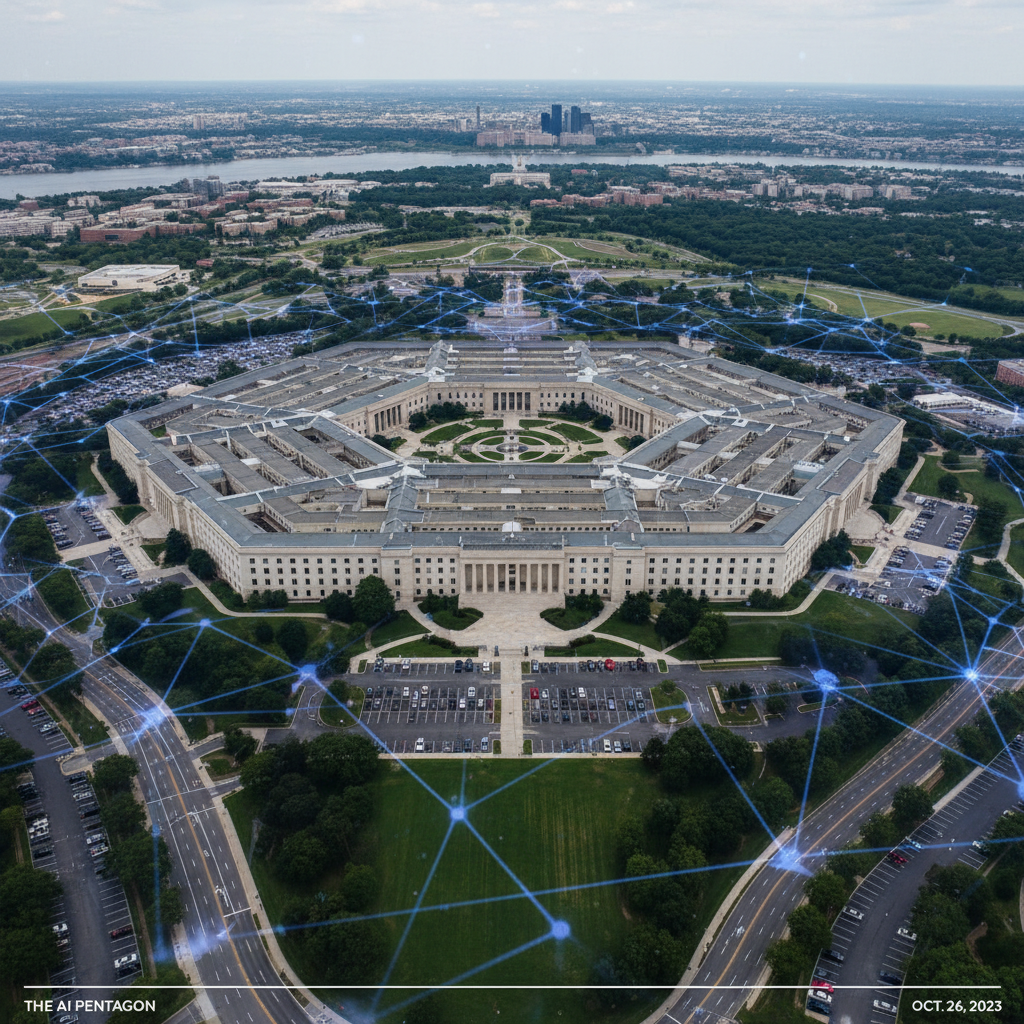 Pentagon building with AI overlay