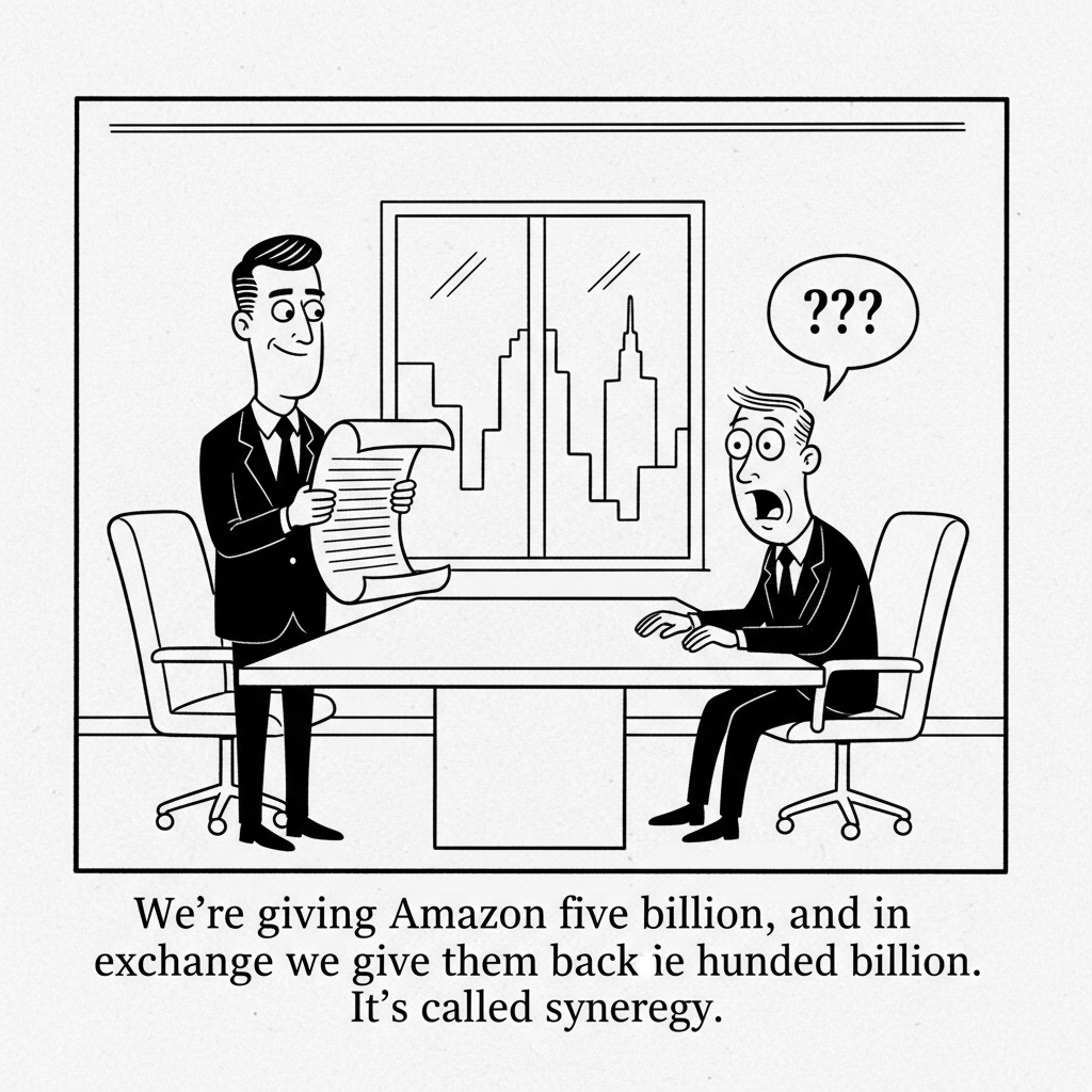 Editorial cartoon on AI-generated music flooding streaming platforms.